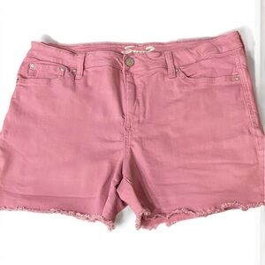 Seven7 Women's Pink Denim Cut Off Shorts Sz 16 Weekend Short Cotton Spandex